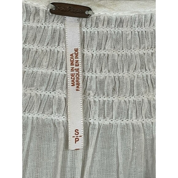 Free People White Cotton Gauze Embroidered Peasant Boho Semi Sheer tunic, SZ S - Picture 10 of 16